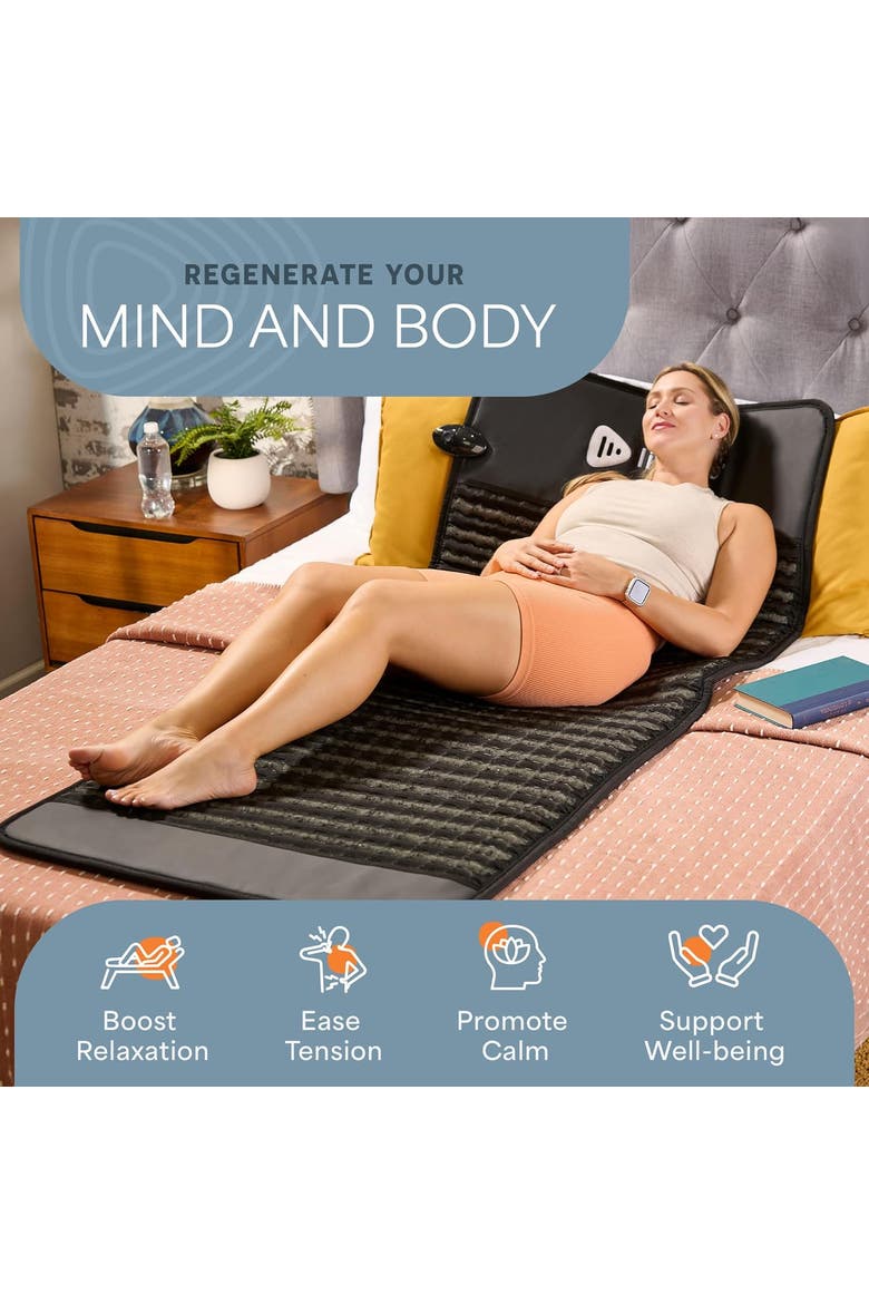 Portable Far Infrared Heating Mat (39 x 19.5 and 74 x 31in)  with Heating Pads for Recovery & Pain Relief, Alternate, color, Black/Medium