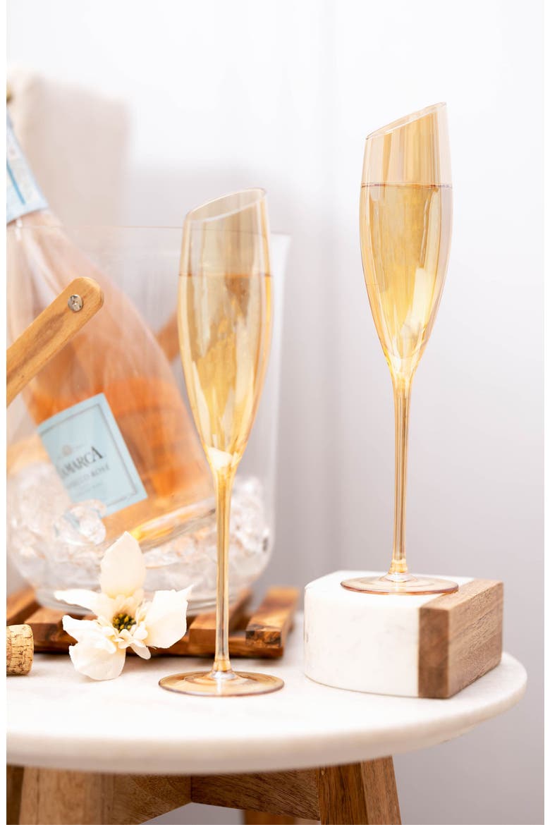 Slant Collection Champagne Glasses, Set of 2, Gold, Alternate, color, Gold