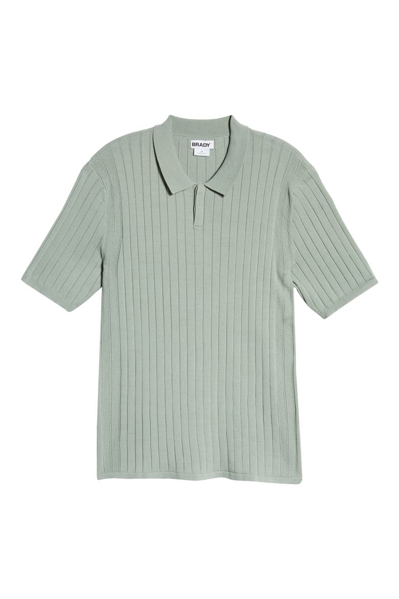 Men's Engineered Rib Polo Sweater, Alternate, color, SAGE