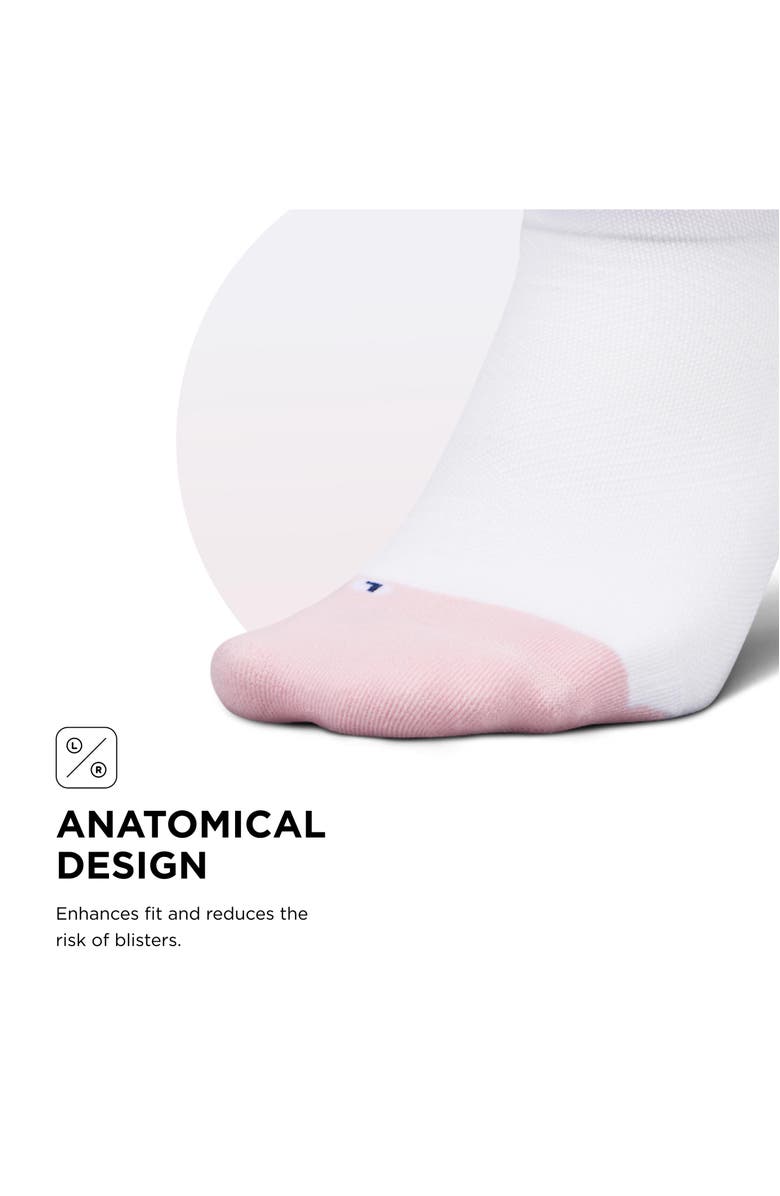 Feetures Elite Max Cushion No Show Tab Ankle Socks Sport Sock with Targeted Compression, Alternate, color, White Rose
