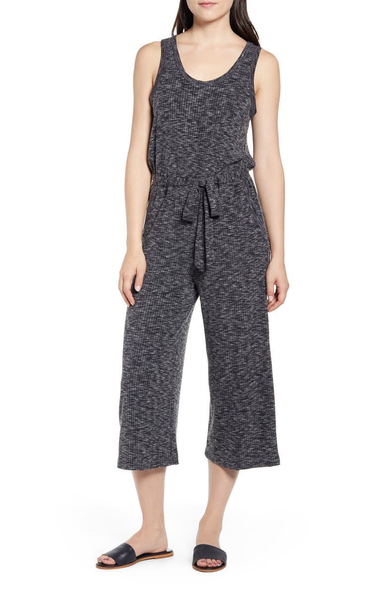 Bobeau Devin Mélange Rib Jumpsuit, Main, color, 