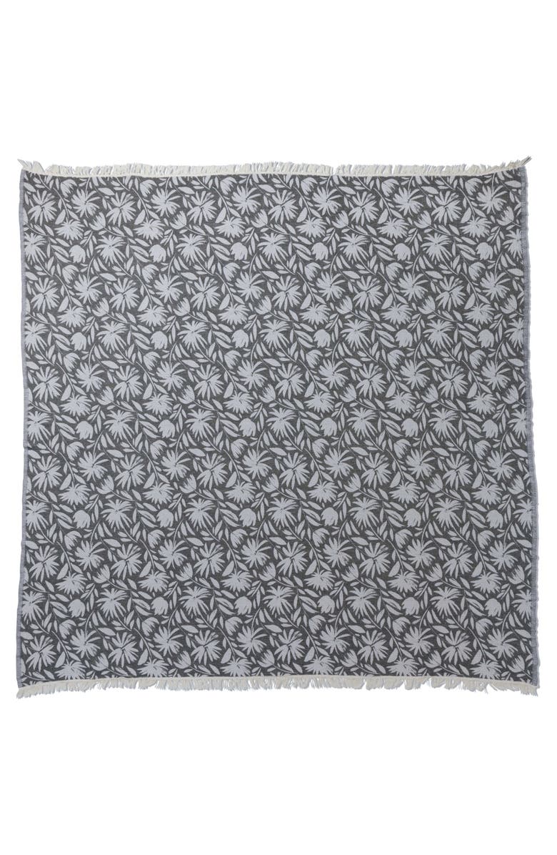 InfuseZen Whimsical Flower Organic Reversible Muslin Blanket, Main, color, Black