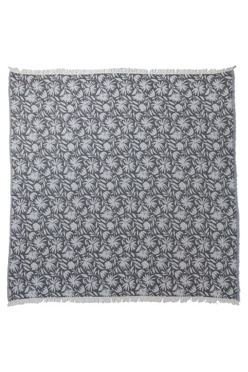 InfuseZen Whimsical Flower Organic Reversible Muslin Blanket in Black 