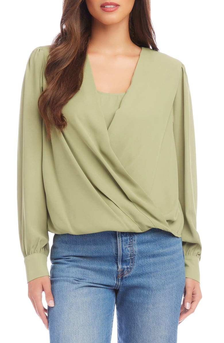 Karen Kane Layered Faux Wrap Top, Main, color, 