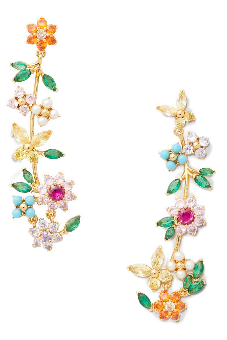 new bloom mismatched floral drop earrings, Main, color, MULTI