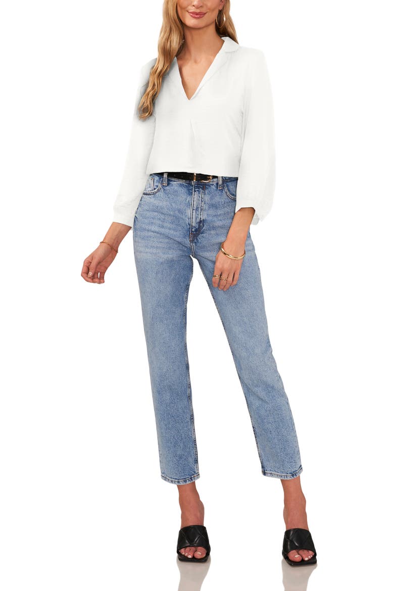 Pleat Front Satin Shirt, Alternate, color, NEW IVORY