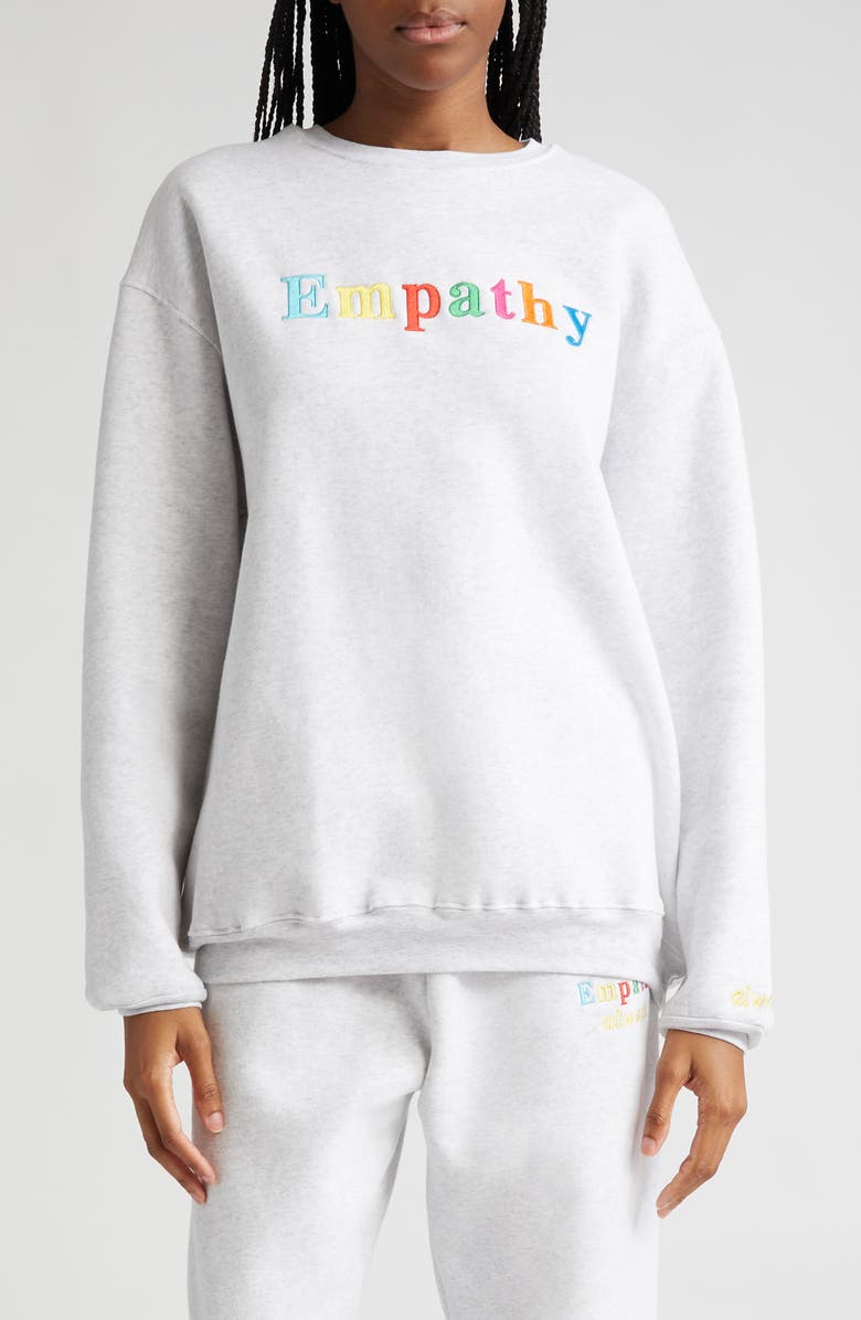 THE MAYFAIR GROUP Gender Inclusive Empathy Always Embroidered Crewneck Sweatshirt, Main, color,