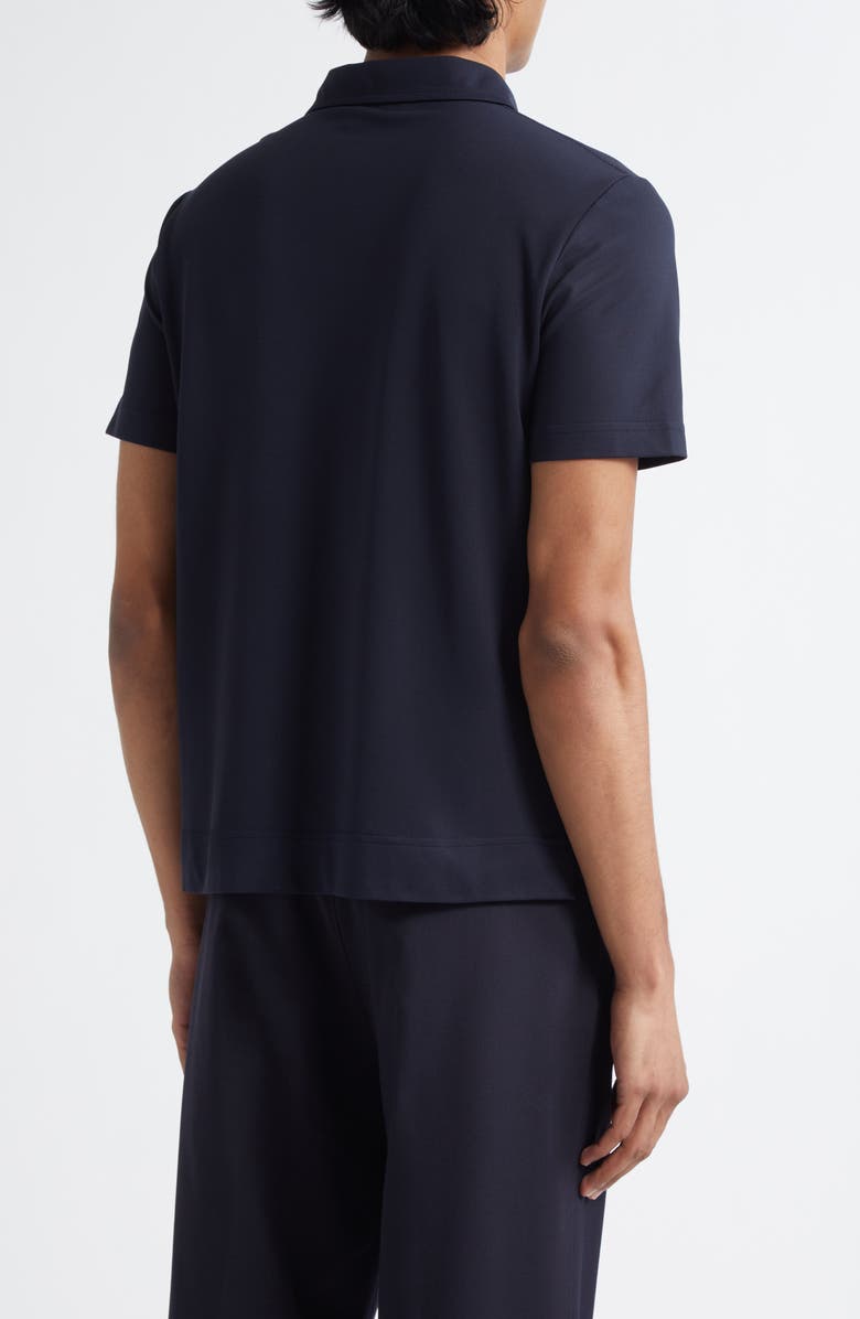 Moncler Logo Patch Nylon Piqué Polo, Alternate, color, Navy Blue