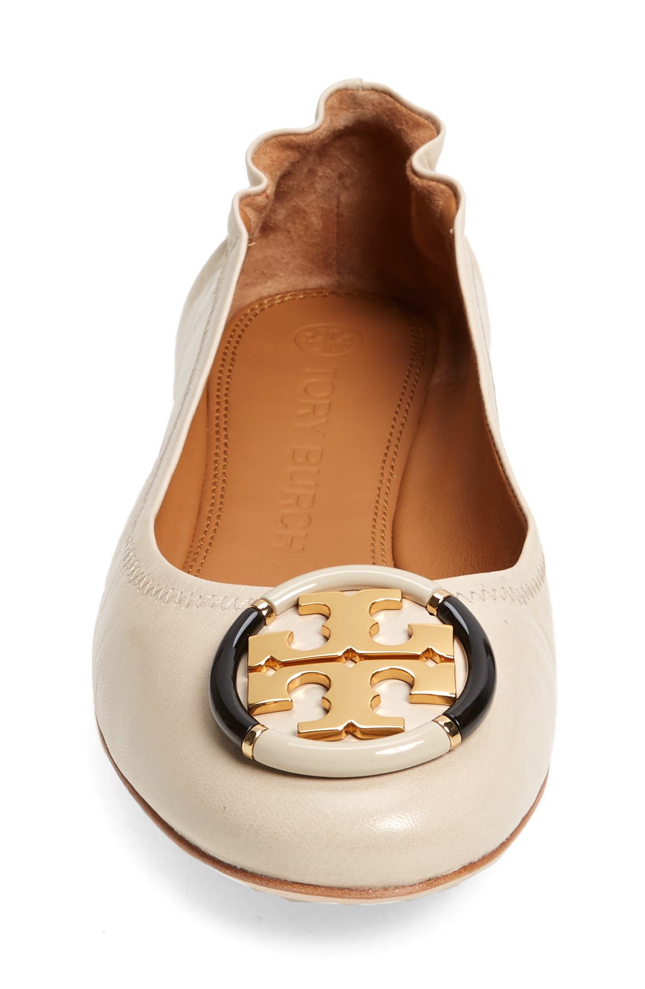 Tory Burch Multi Logo Ballet Flat, Alternate, color, Rice Paper
