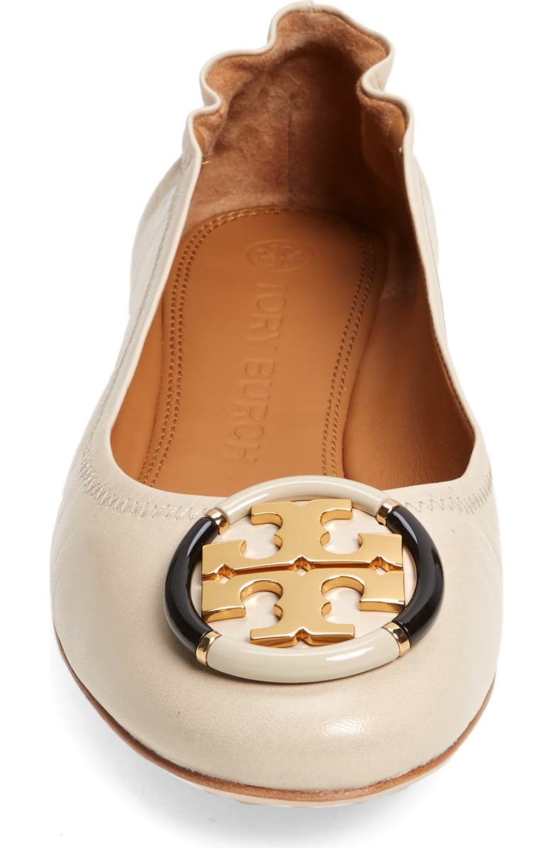 Tory Burch Multi Logo Ballet Flat, Alternate, color, Rice Paper
