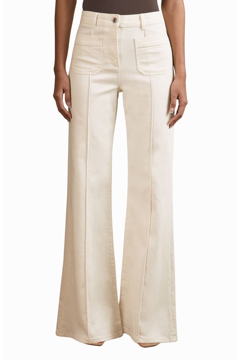Sakura Pintuck Patch Pocket Wide Leg Jeans, Main, color, ECRU