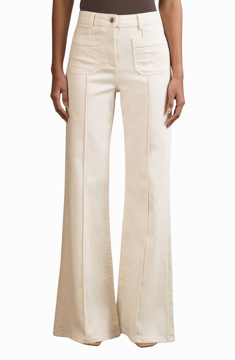 Reiss Sakura Pintuck Patch Pocket Wide Leg Jeans, Main, color, Ecru