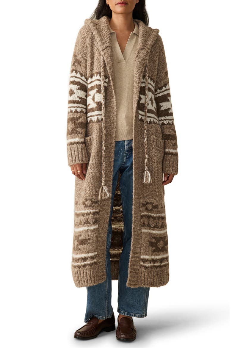 SPJ Hooded Alpaca Blend Long Cardigan, Main, color, MOCHA CHAHTAH