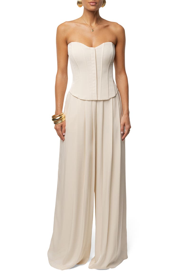 Clara Pleated Wide Leg Trousers, Alternate, color, CREAM