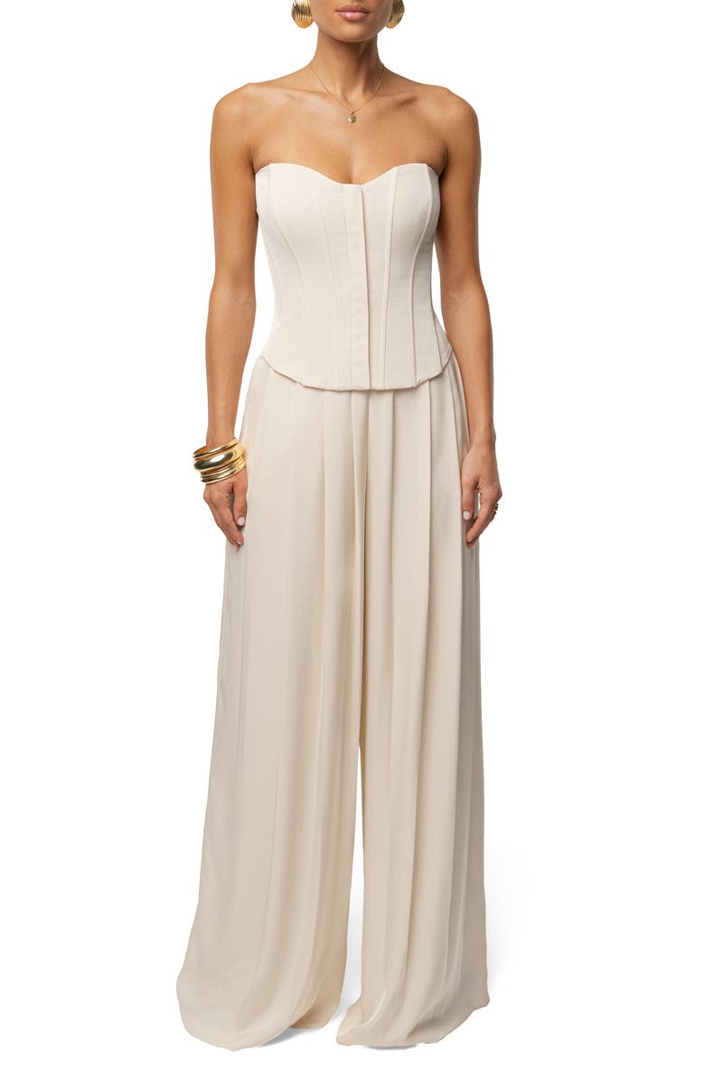 JLUXLABEL Clara Pleated Wide Leg Trousers, Alternate, color, Cream