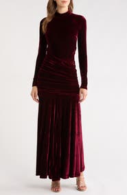 Bardot Korina Long Sleeve Velvet Gown
