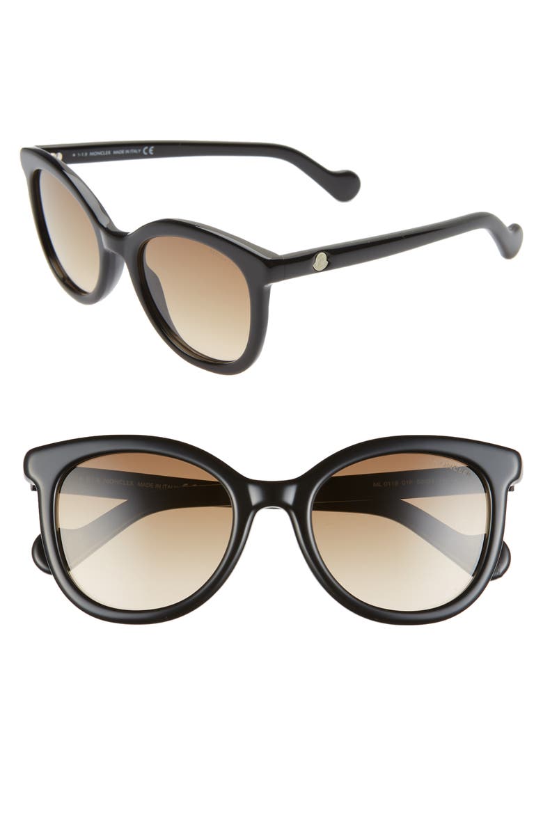 52mm Sunglasses, Main, color, SHINY BLACK/ GRADIENT BROWN