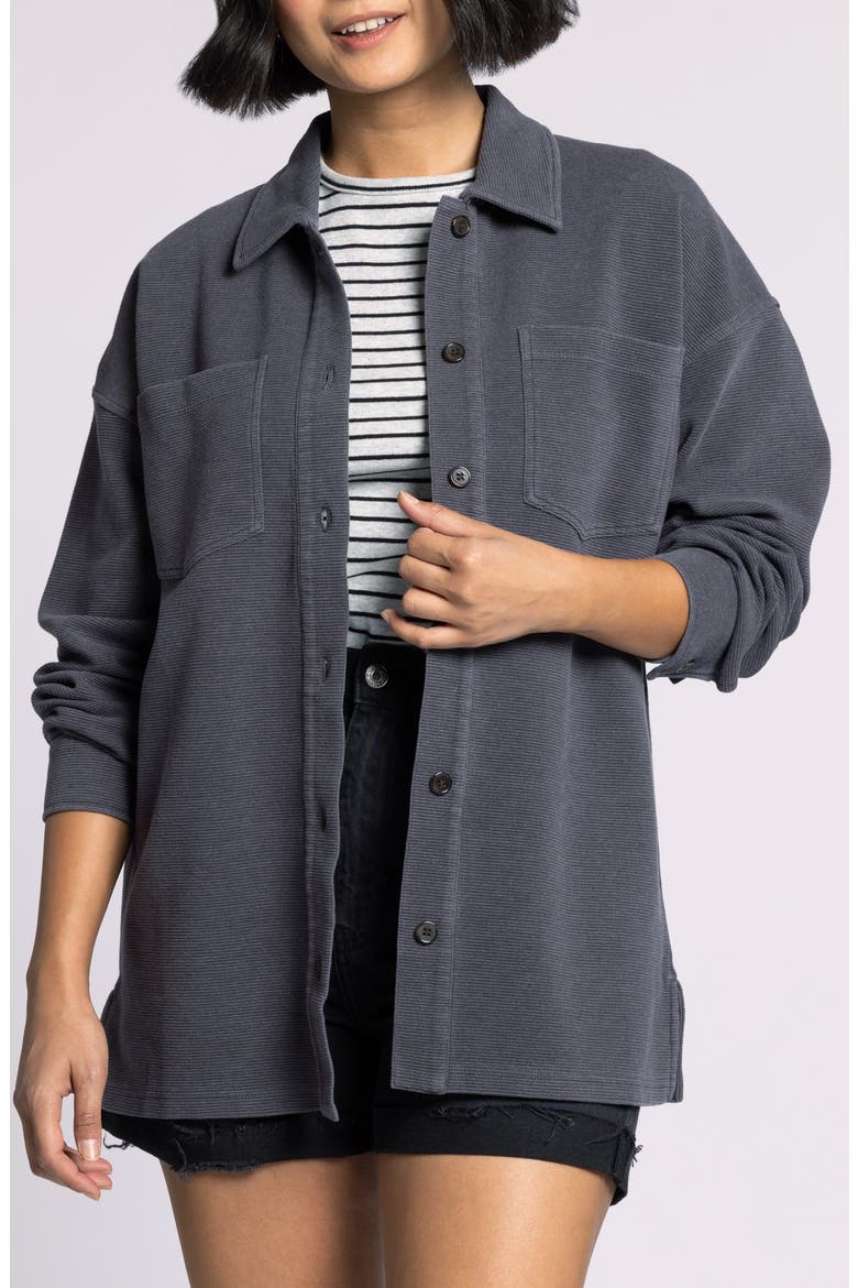 Brooke Oversize Cotton Blend Shirt Jacket, Main, color, WARM CHARCOAL
