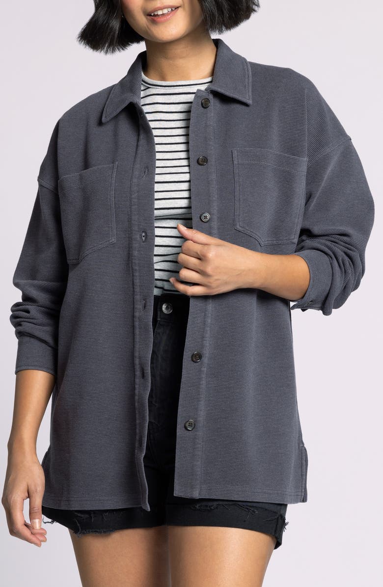 Thread & Supply Brooke Oversize Cotton Blend Shirt Jacket, Main, color, Warm Charcoal