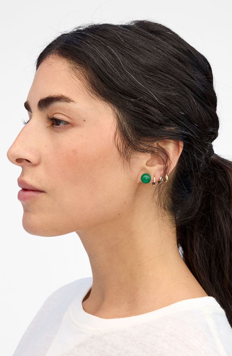 Clare V. Le Bead Stud Earrings, Alternate, color, Emerald