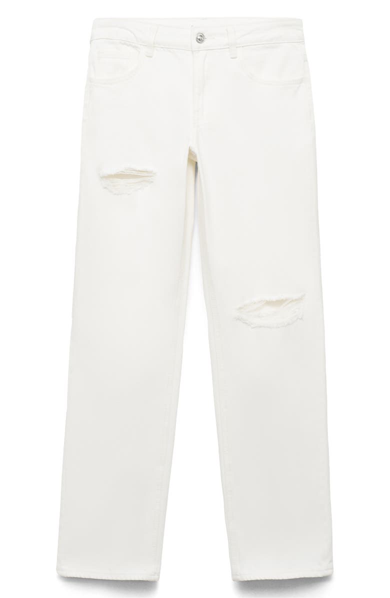 MANGO TEEN Ripped Low Rise Straight Leg Jeans, Alternate, color, Off White