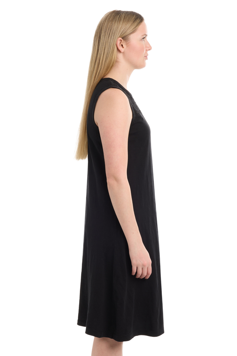 Sleeveless Lace Yoke Dress, Alternate, color, Black