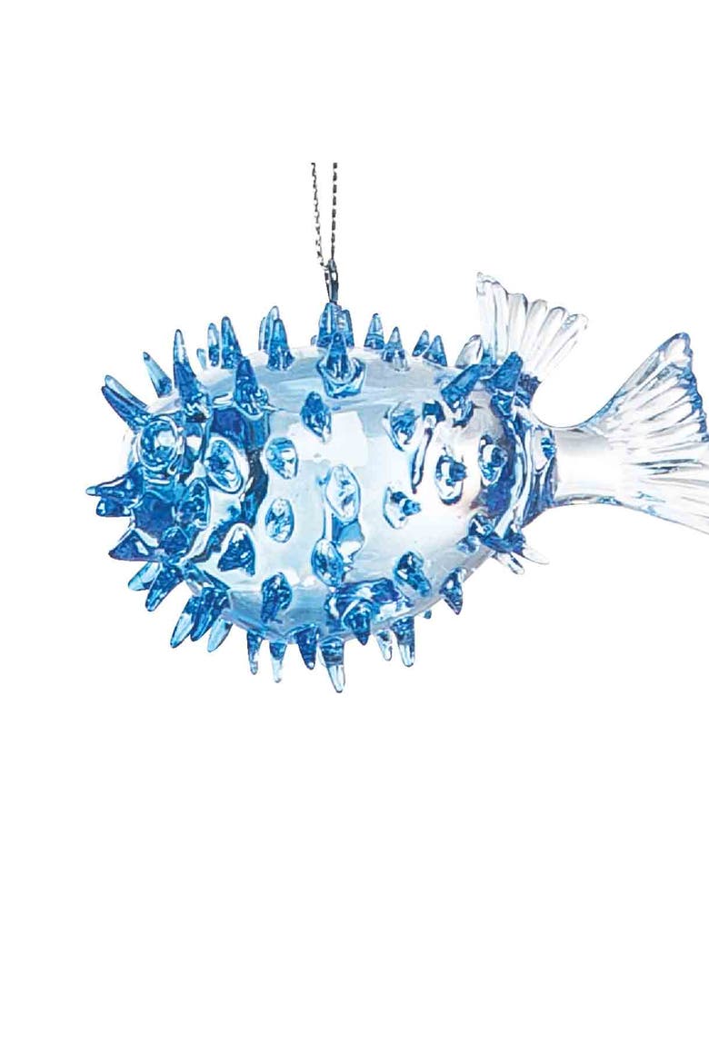 Acrylic Blue Blow Up Fish Ornament, Alternate, color, Blue