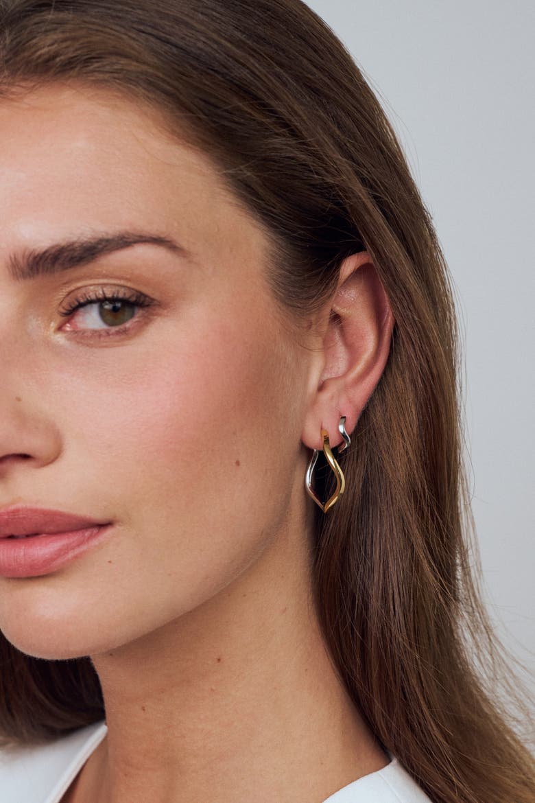 Earrings Ellera Waves Pianura, Alternate, color, Sterling Silver / Gold Plated