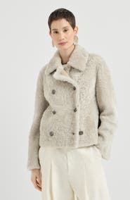 Brunello Cucinelli Fuzzy shearling pea coat