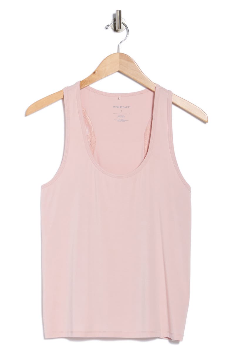 Posh Peanut Lace Racerback Pajama Tank, Alternate, color, Pink