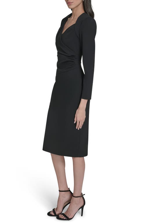 Calvin Klein Stretch Crepe Midi Sheath Dress In Black