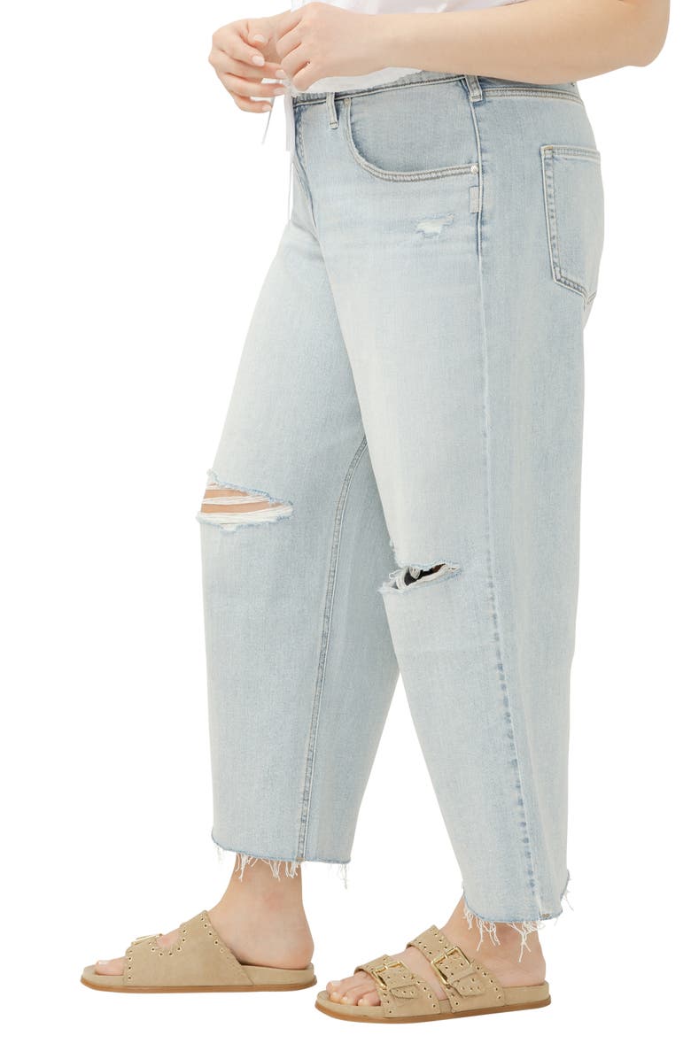 Silver Jeans Co. Be Easy Raw Hem Crop Wide Leg Jeans, Alternate, color, Malaga