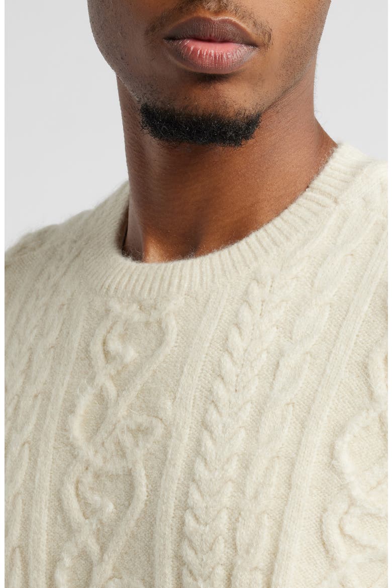 Antique Cable Knit Sweater, Alternate, color, OFF WHITE