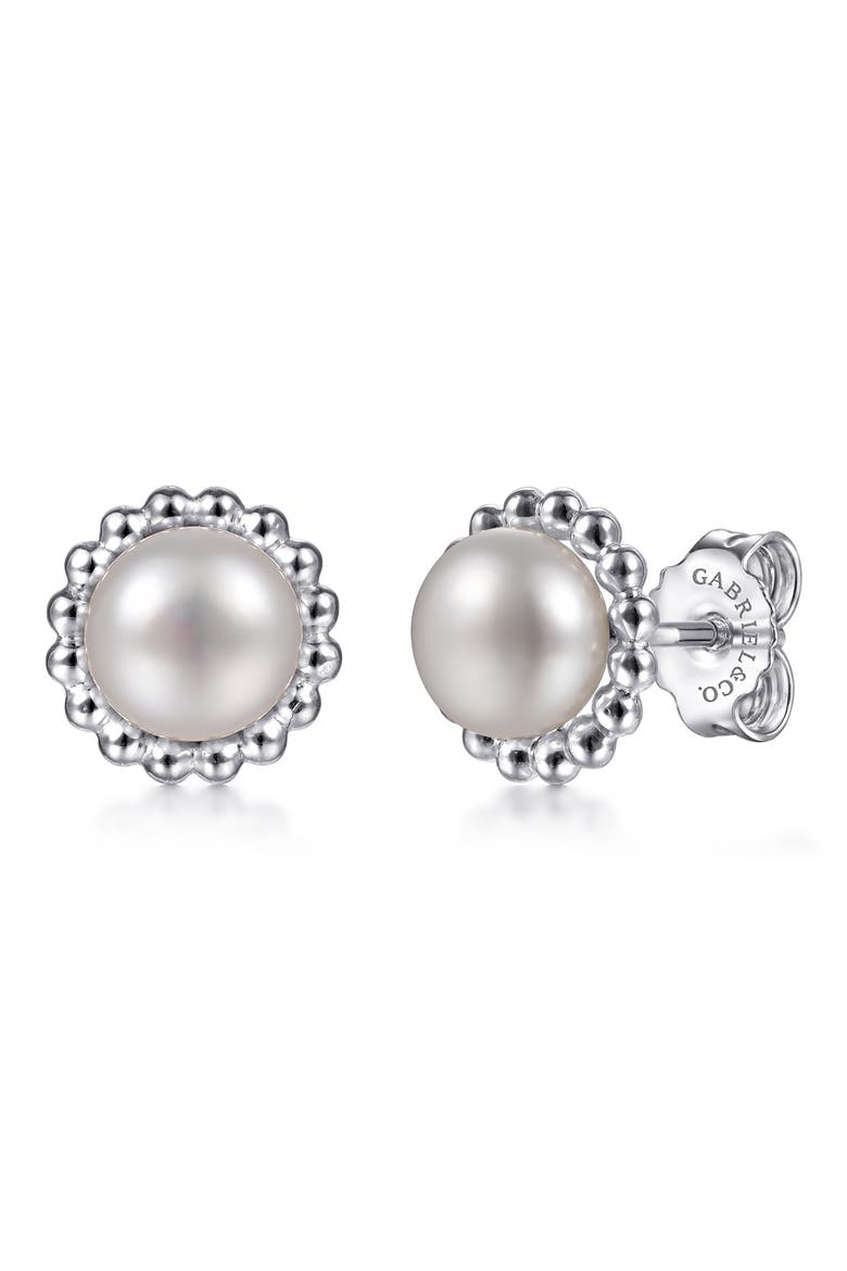 Bujukan Freshwater Pearl Stud Earrings, Main, color, STERLING SILVER