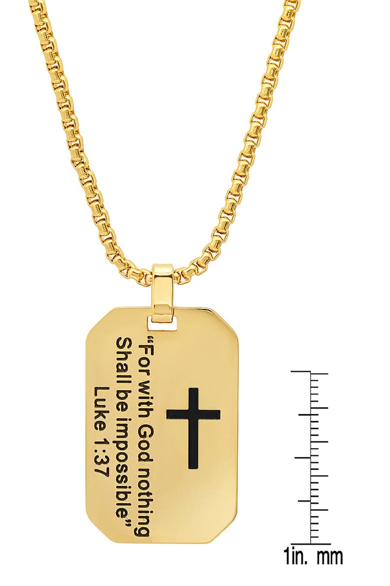 Men's 18K Gold Plated Stainless Steel Luke 1:37 Dog Tag Pendant Necklace, Alternate, color, GOLD