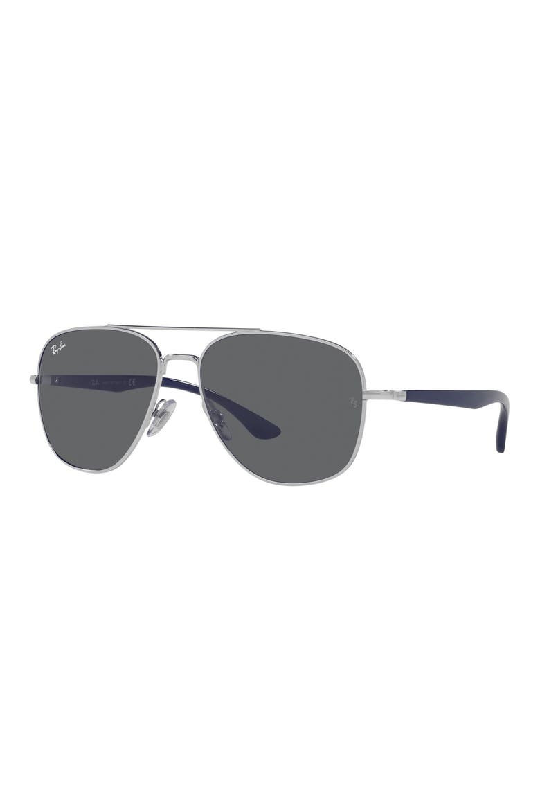 56mm Square Sunglasses, Alternate, color, SILVER