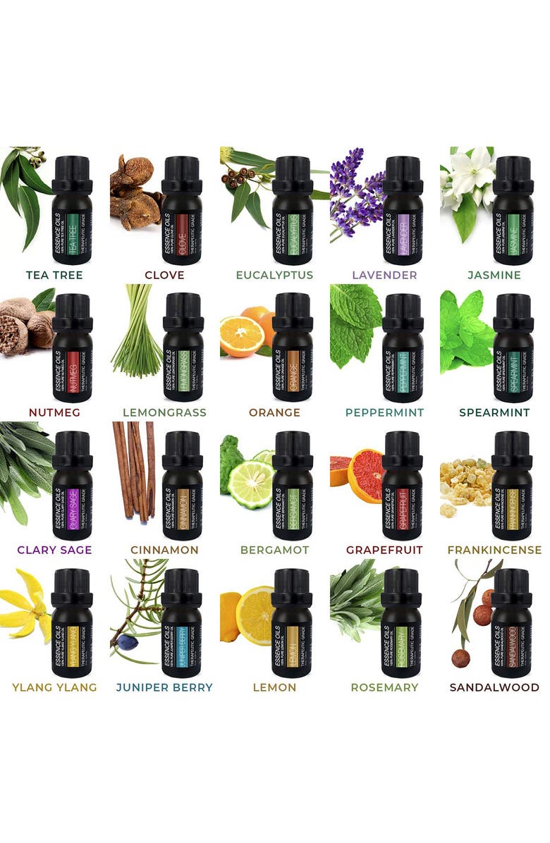 PURE DAILY CARE Ultimate Aromatherapy 400ml Essence Diffuser with Rotating Display Stand & 20 Essential Oils, Alternate, color, 