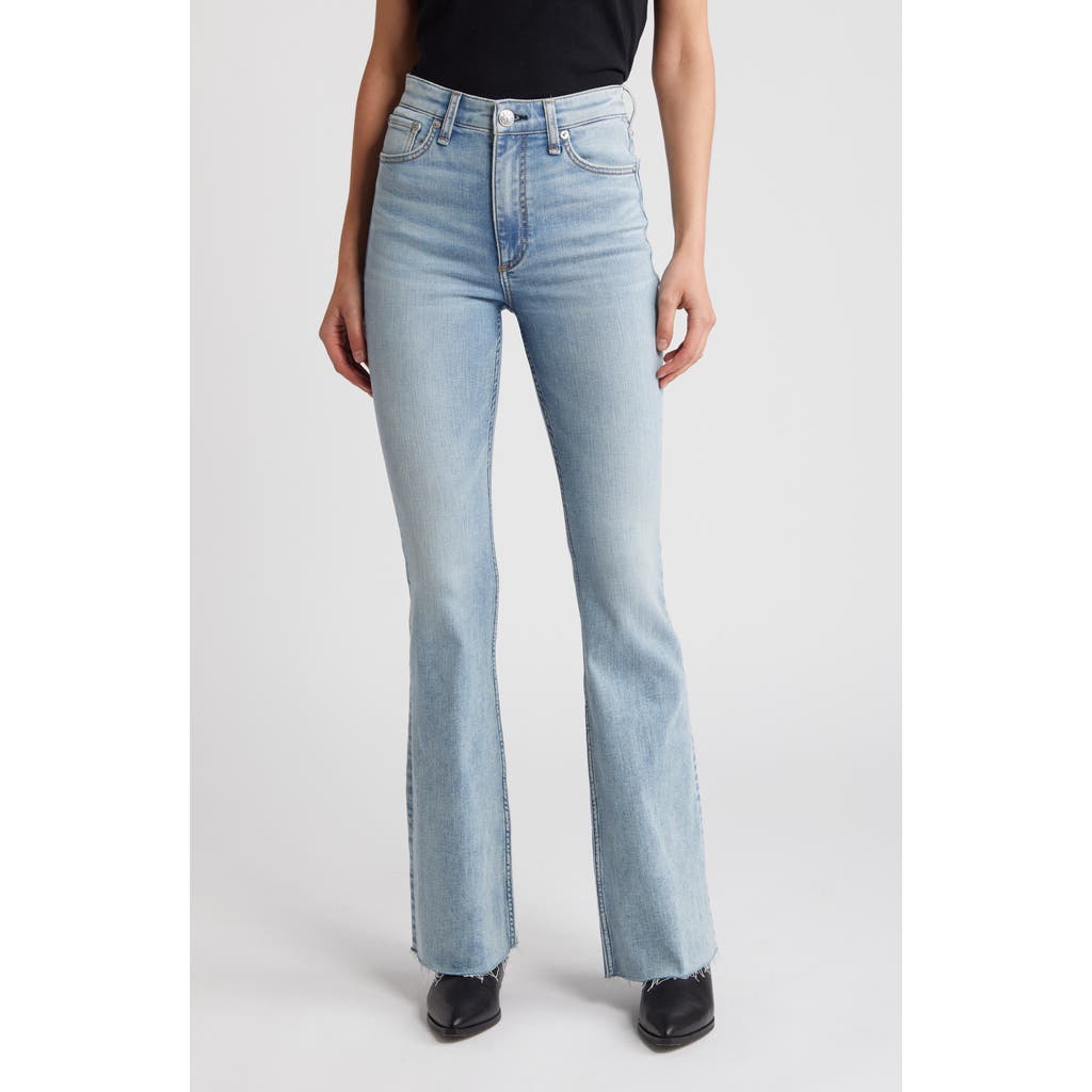 Rag & Bone Flexi Dahlia Mid-rise Full-length Lou Flare Jean In Blue