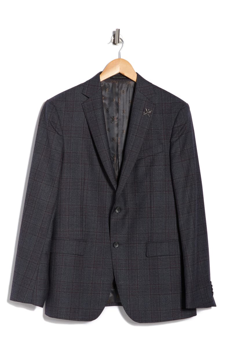 John Varvatos Star USA Plaid Two-Button Sport Coat, Alternate, color, Grey