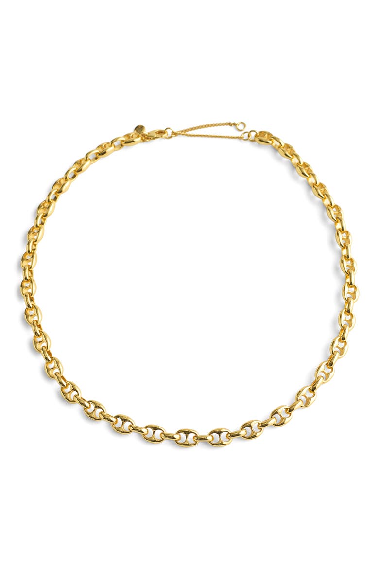 Puffy Mariner Link Necklace, Main, color, WARM GOLD