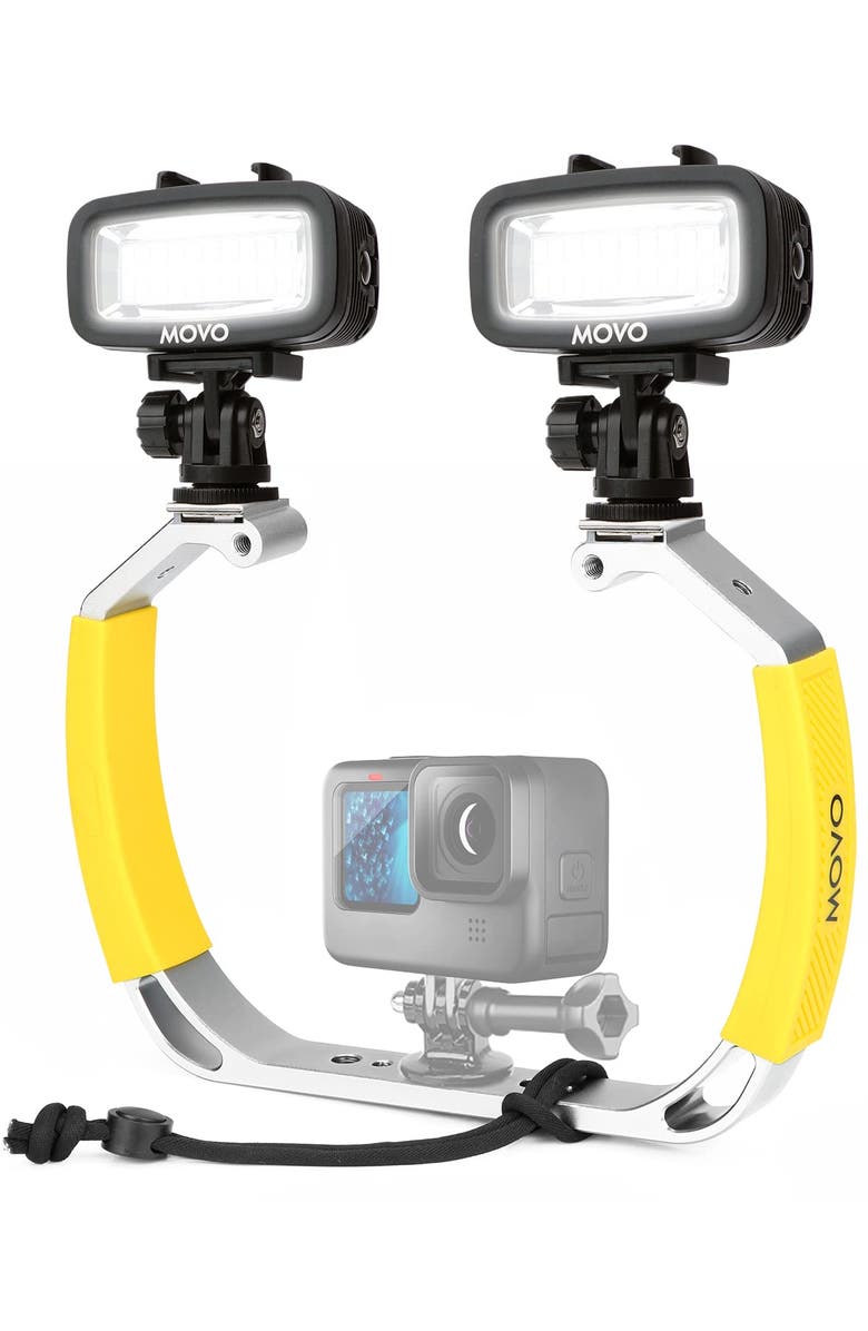 MOVO DiveRig1 XL Diving Rig Bundle with Waterproof LED Lights - Compatible with GoPro HERO Series and DJI Osmo Action Cam, Main, color, Black