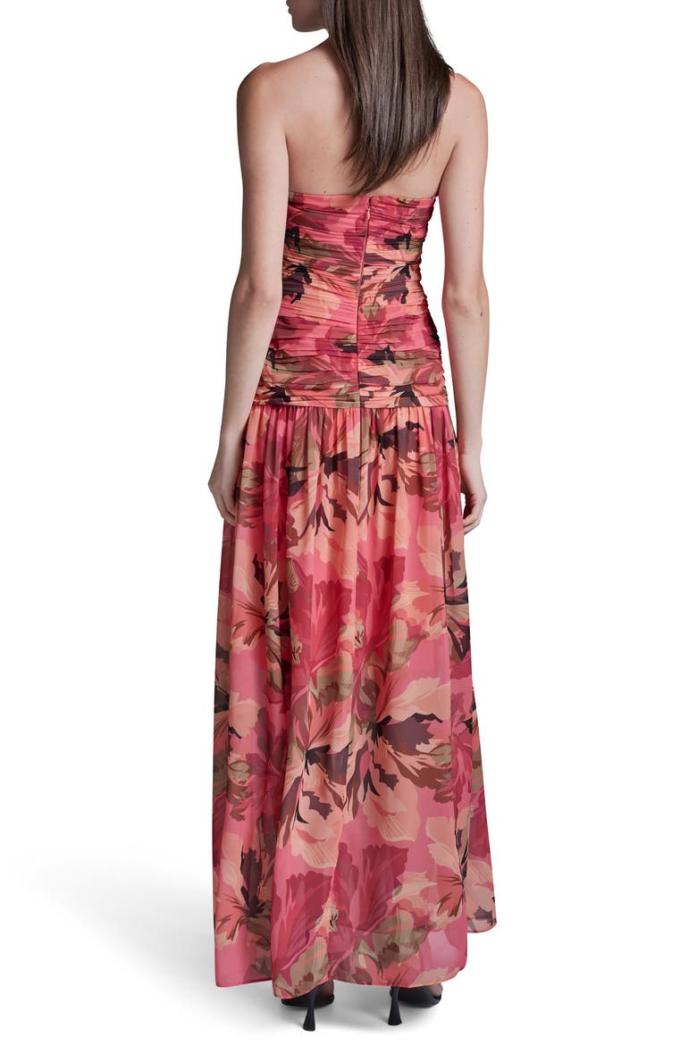 Strapless Floral Ruched Bodice Maxi Dress, Alternate, color, BELLINI BLUSH MULTI