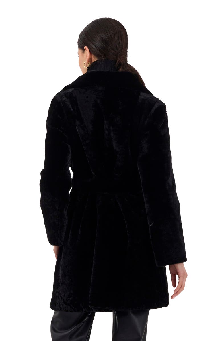 GORSKI Genuine Shearling Stroller, Reversible To Taffeta, Belt, Alternate, color, Black/Black