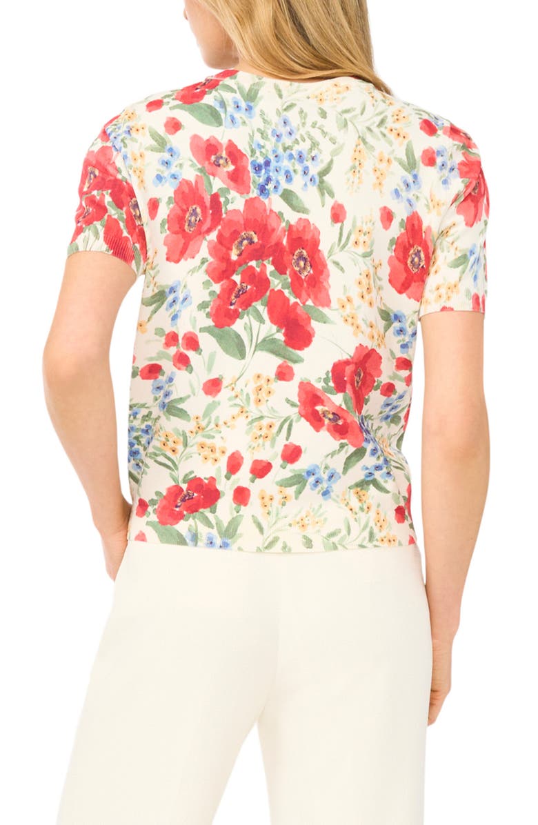 Ted Baker Reanna Floral Short Sleeve Cardigan, Alternate, color, New Ivory