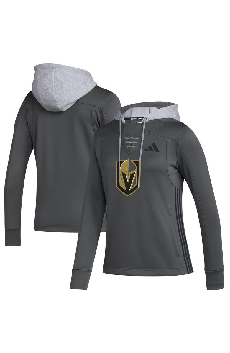 adidas Women's adidas Gray Vegas Golden Knights Refresh Skate Lace AEROREADY Pullover Hoodie, Main, color, 