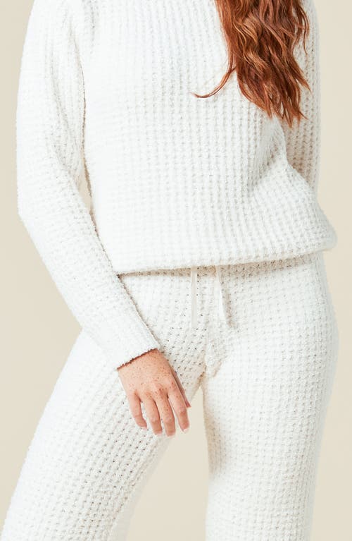 Softies Waffle Marshmallow Boat Neck Lounge Set In White