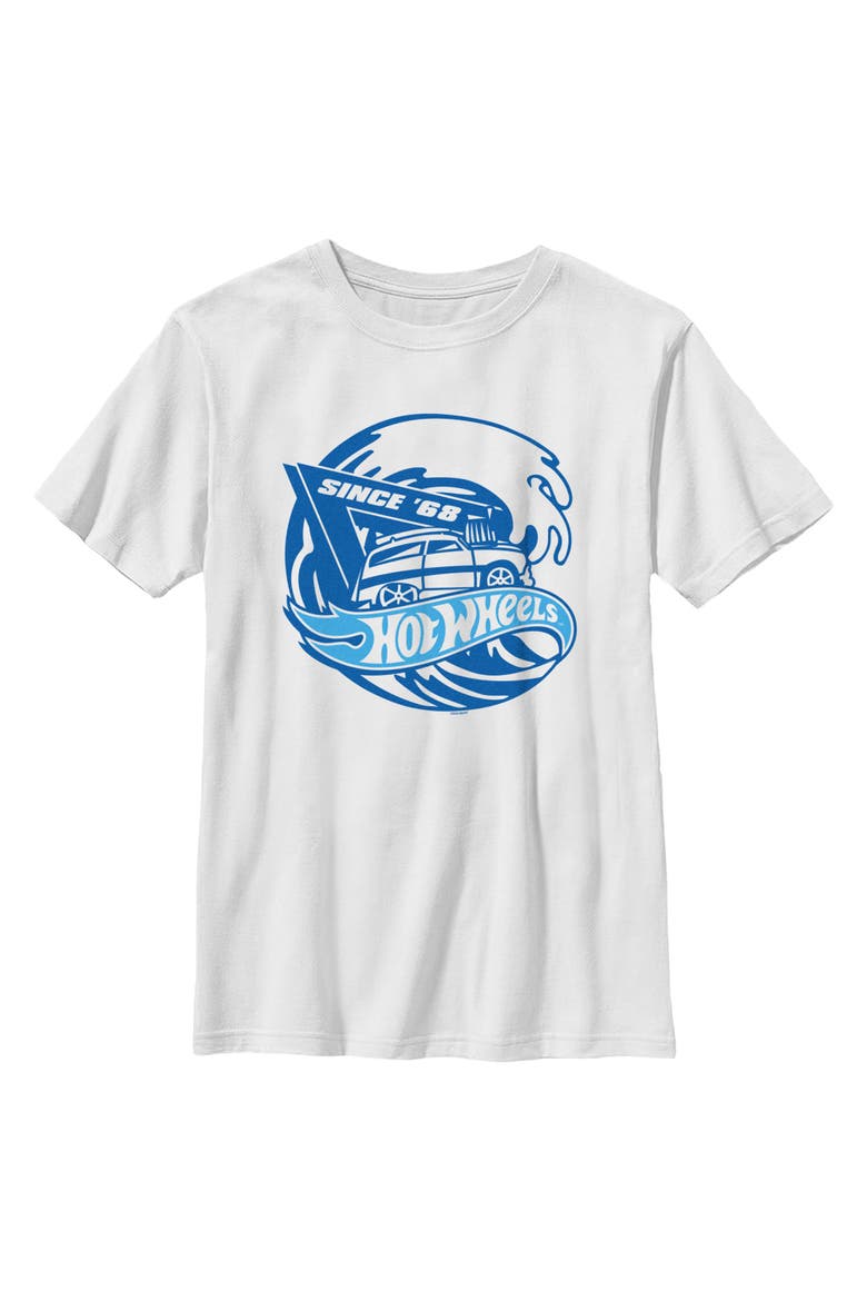 Boys Hot Wheels Since 1968 Ocean Wave T Shirt, Main, color, White