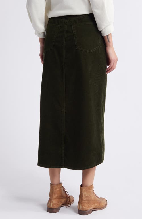 The Great . The Column Finewale Corduroy Skirt In Woodland Green