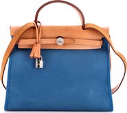 Pre-Owned Hermes Herbag Zip Leather and Toile 31