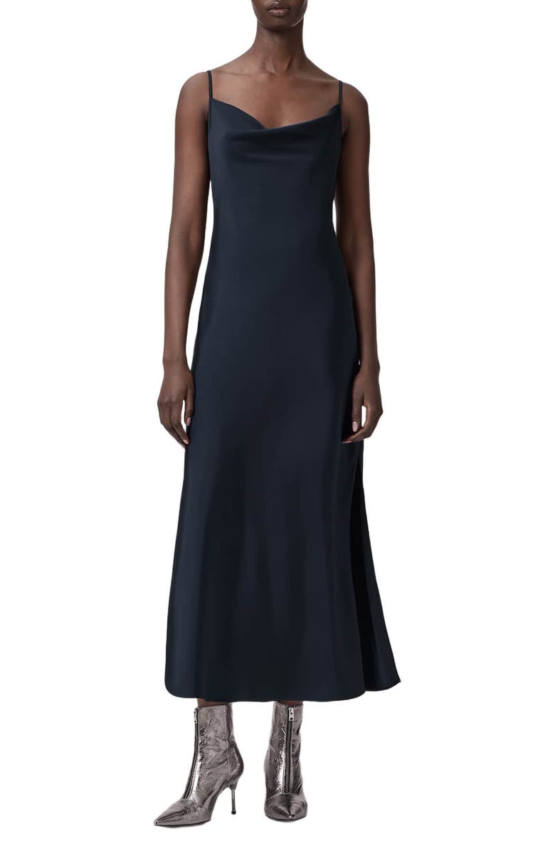 AllSaints Hadley Satin Slipdress, Main, color, 